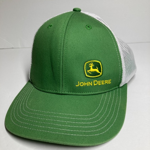 John Deere Cap Hat Adult Green Adjustable‎ Mesh Snapback Farm  Fair Condition - Picture 2 of 13